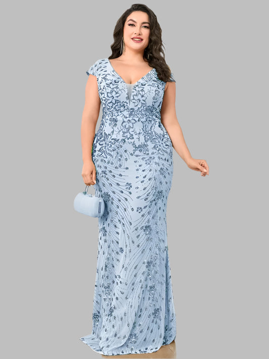 Plus Size  Elegant Sequin Evening Formal Party Dress