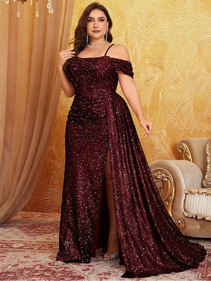 Sparkly Plus Size Off Shoulder Party Dress