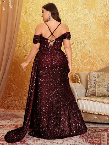 Sparkly Plus Size Off Shoulder Party Dress