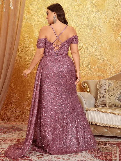 Sparkly Plus Size Off Shoulder Party Dress