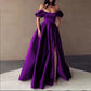 purple  satin strapless a-line evening dress-formal elegance