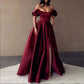burgundy satin strapless a-line evening dress-formal elegance