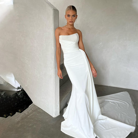 Stunning Beaded Strapless Mermaid Wedding Dress WD4007