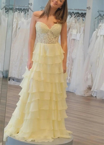 Stunning Chiffon Strapless Lace Up Formal Party Dress