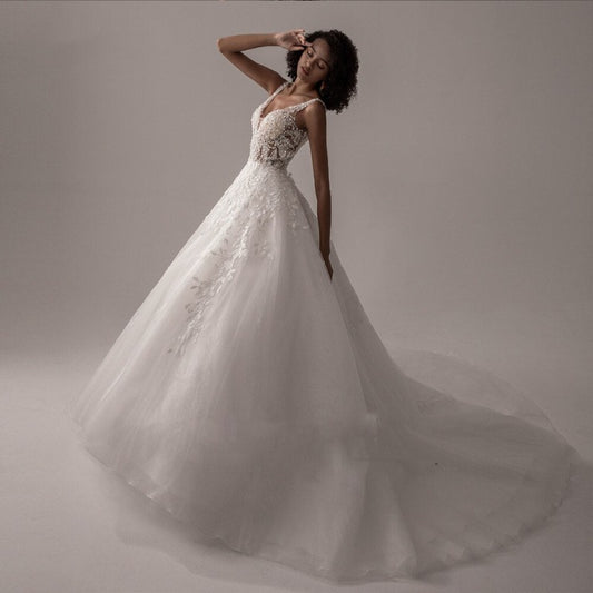 princess ball gown white wedding dress-formal elegance 