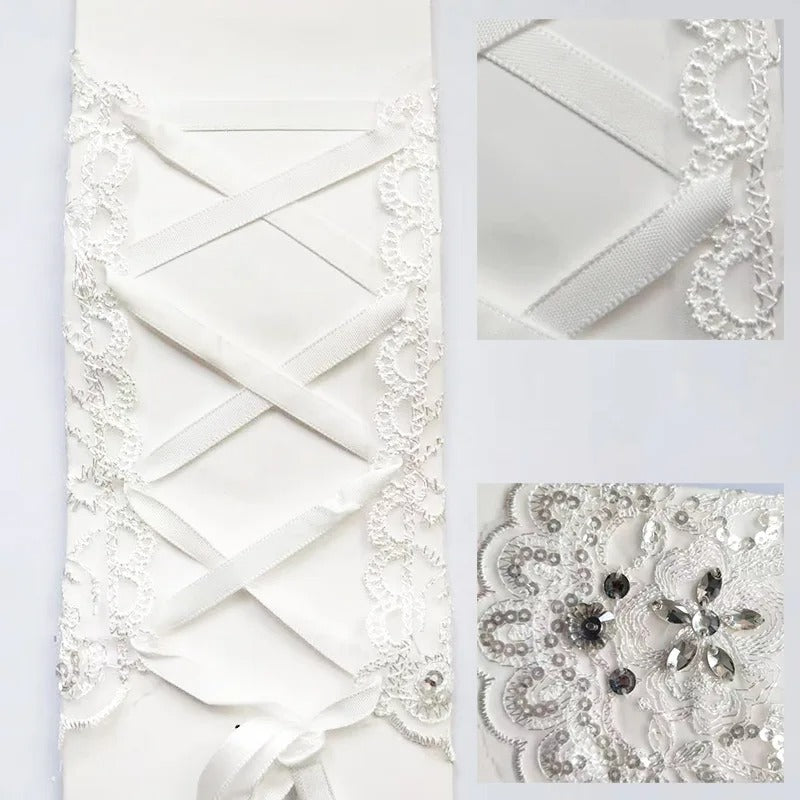 White Fingerless Lace Glove Bridal Wedding Accessories