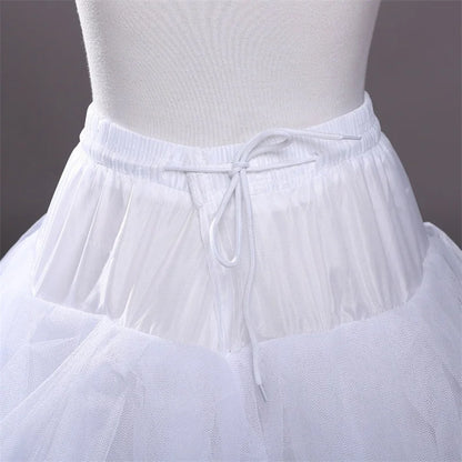 White tulle petticoat waistband with elastic band and tied drawstring bow