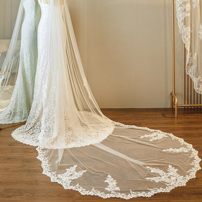 Cathedral Veil One Layer With Lace Edge