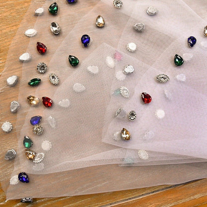 Short Veil Diamante Crystals Face Cover