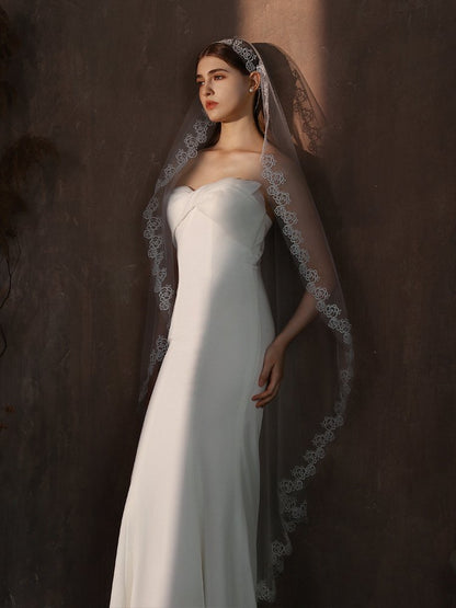 Waltz Length Lace Edge Bridal Veil