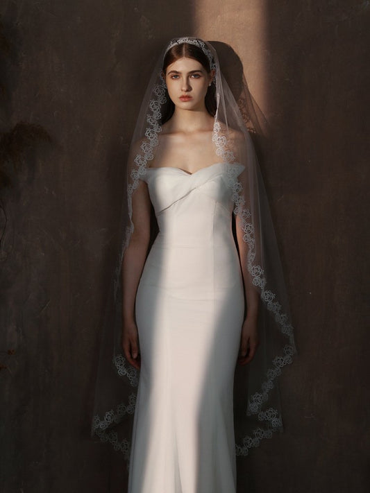 Waltz Length Lace Edge Bridal Veil