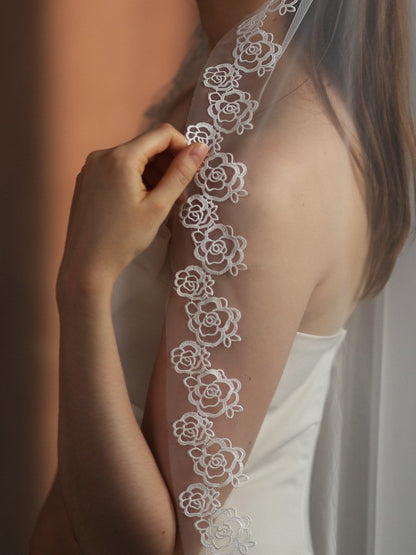 Waltz Length Lace Edge Bridal Veil