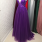 purple tulle and sequins a-line tulle evening dress ev1009 -formal elegance