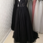 black tulle with sparkling sequins a-line evening dress ev1009-formal elegance