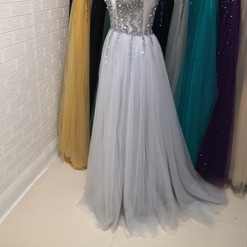 silver tulle and sequins floor length evening gown ev1009-formal elegance