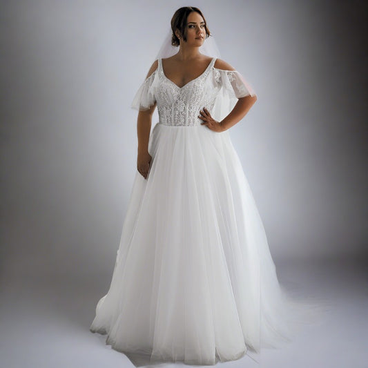 tulle plus size wedding gown