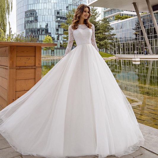 tulle lace a-line wedding gown wd1016-formal elegance