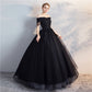 Black Ball Gown Off The Shoulder Prom Dresses EV1119