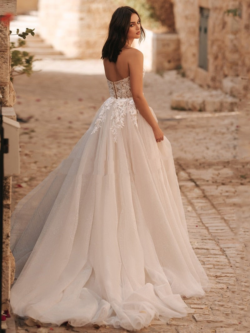 strapless a-line wedding dress-formal elegance