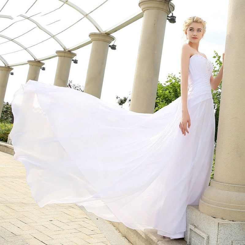 Strapless Chiffon Wedding Dress WD1011-Formal  Elegance